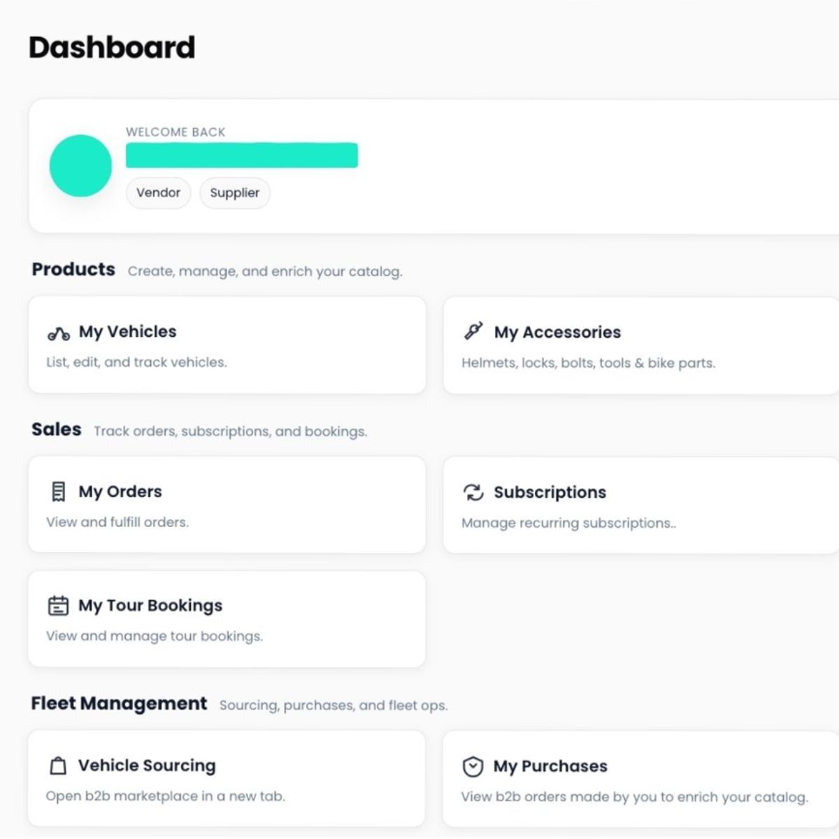 Dashboard, Booking Tool, Micro-Site
