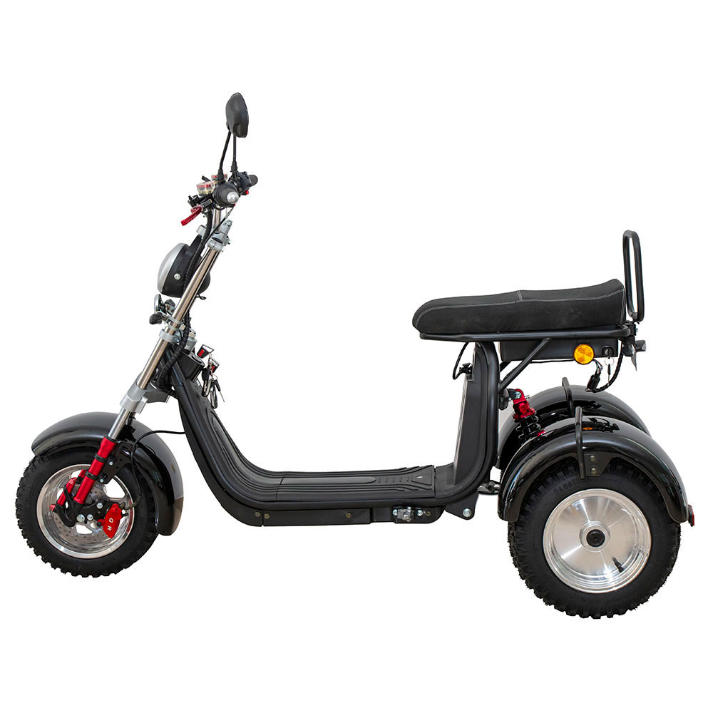 GESUBSIDIEERDE ELEKTRISCHE DRIEWIELER SCOOTER TYPE CHOPPER VOOR 2 RIJDERS ZWART ZONDER RIJBEWIJS