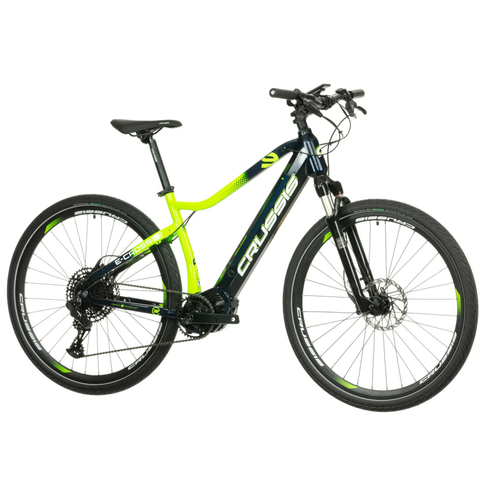 CRUSSIS E-CROSS TREKKING ELECTRIC BIKE 28” ALLOY 12sp 17.5AH BLACK-YELLOW 2024