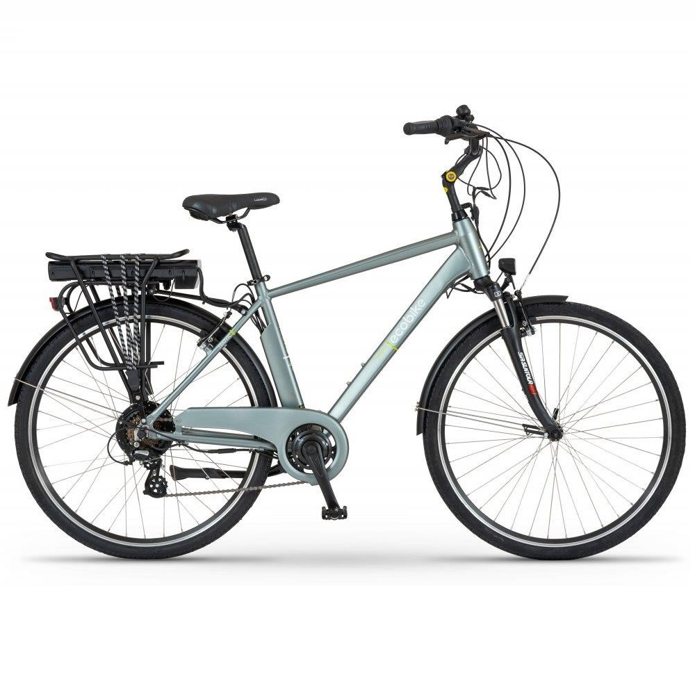 ECOBIKE TRAFFIC M ELEKTRISCHE STADSFiets 28'' ALUMINIUM 7v 10.4AH GRIJS 2022