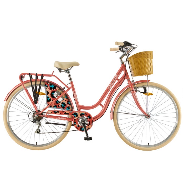 POLAR GRAZIA CITY BIKE 28” 6sp CORAL LEOPARD P282S10234 2024