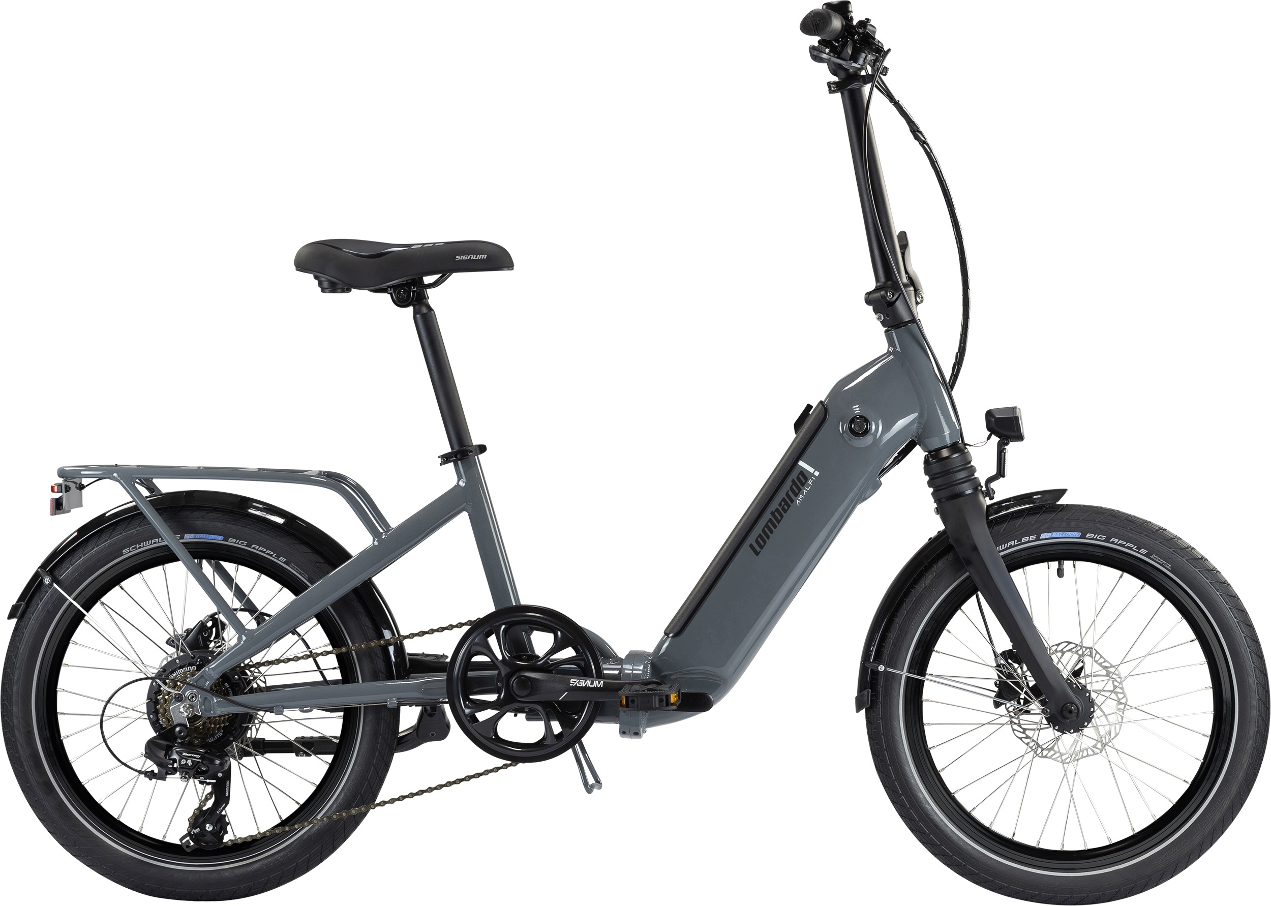 LOMBARDO FOLDING ELECTRIC BIKE 20" AMALFI AGEVOLE GREY MAPACE BLACK MATT