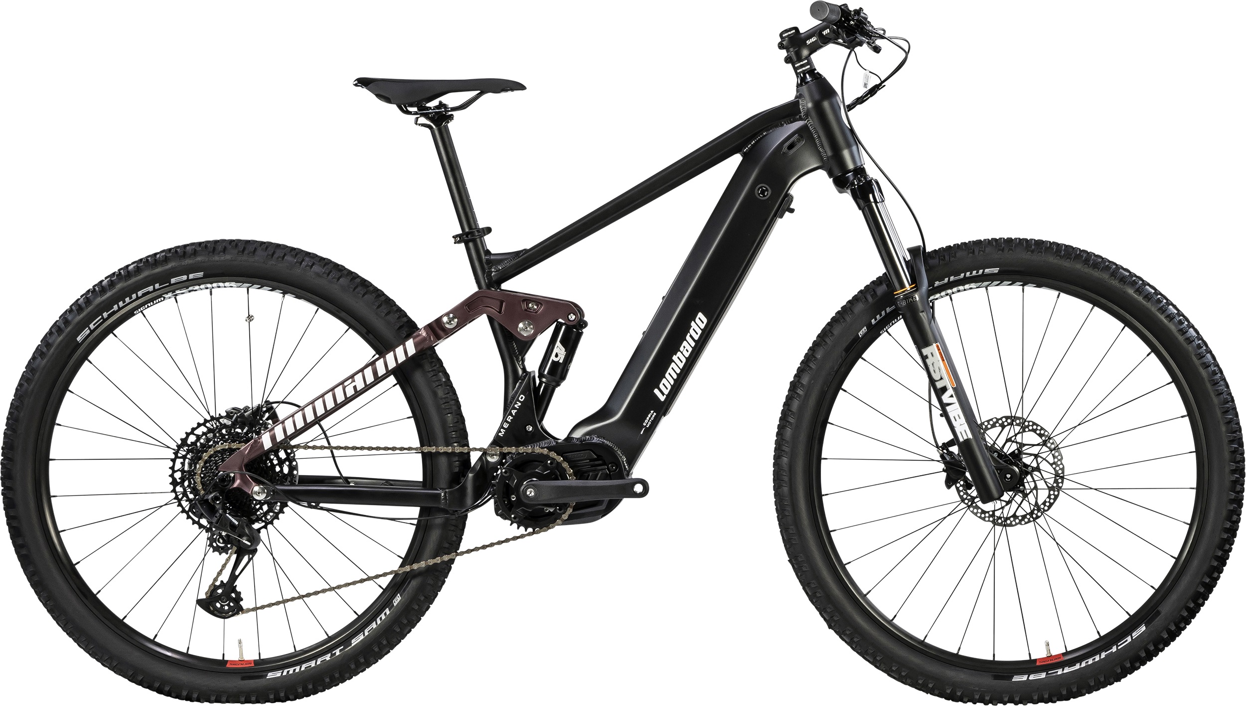 LOMBARDO FULL SUSPENSION ELECTRIC BIKE MERANO BLACK PRIMO VIOLETTE ROXXANE WHITE MONROE MATT