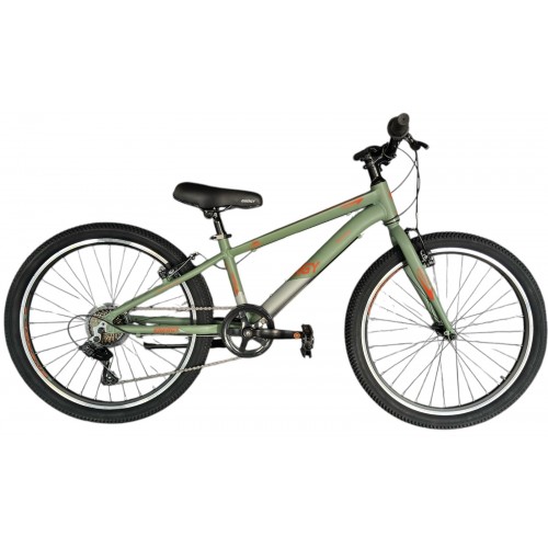 ENERGY ENIGMA 24" MEN'S ALUMINUM FRAME BIKE 7 SPEEDS OLIVE GREEN 'N' ORANGE MATT Olive