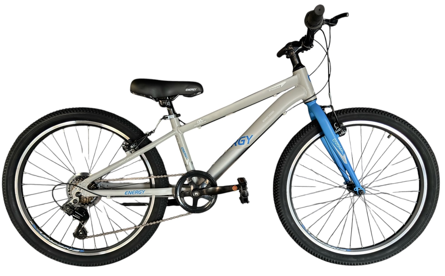 ENERGY ENIGMA 24" MEN'S ALUMINUM FRAME BIKE 7 SPEEDS ICE GREY 'N' BLUE MATT 2025 Gray Blue