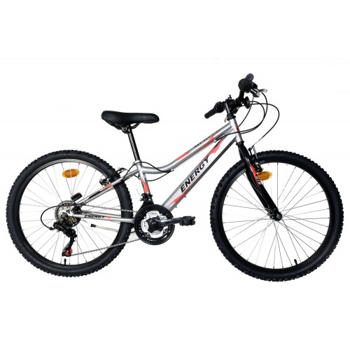 ENERGY CHILDREN'S BICYCLE THUNDER 24" IRON FRAME 18 SPEEDS GREY GLOSSY BLACK Gray