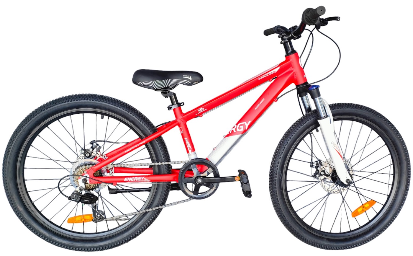ENERGY CHILDREN'S BIKE ENIGMA 24" WITH MECHANICAL DISC BRAKES FLAMERED'N'WHITE MATT WITH LOCK OUT Red White
