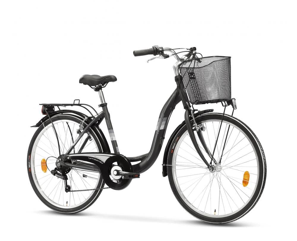 LOMBARDO WOMEN'S ALUMINIUM BICYCLE TAORMINA 26" CITY BLACK GREY 2024 Grey Black
