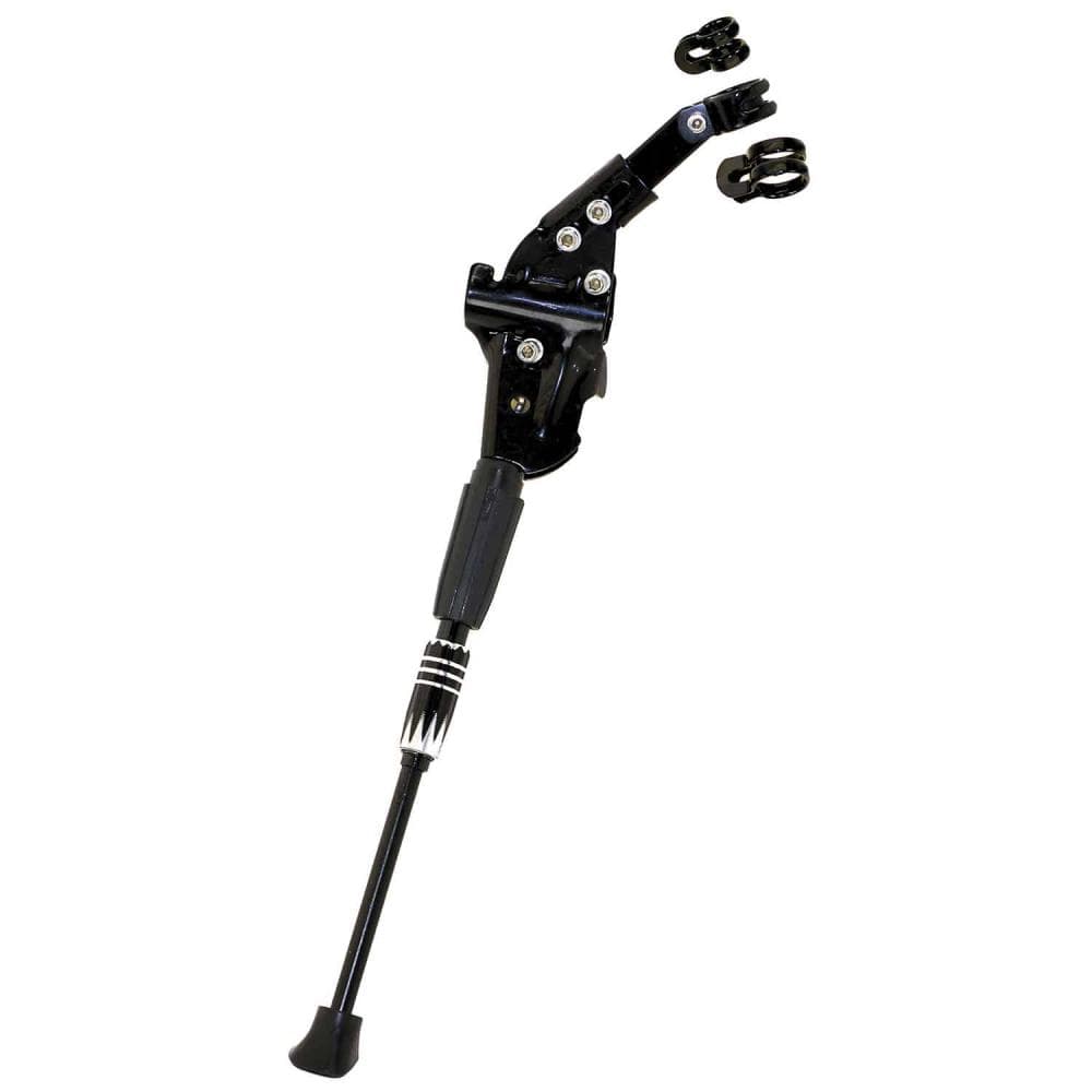 M-WAVE ADJUSTABLE ALUMINUM REAR BICYCLE FRAME KICKSTAND WITH RUBBER 24''-29'' 430744 Black