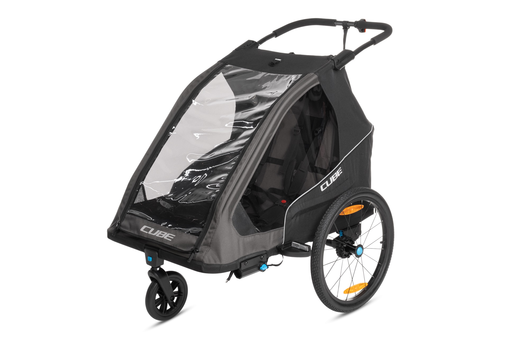 CUBE KIDS TRAILER DOUBLE PURE BIKE TRAILER AND STROLLER UP TO 42KG 12160 Black