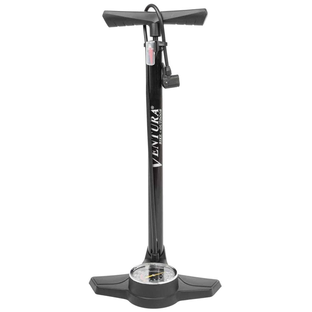 VENTURA FLOOR PUMP WITH PRESSURE GAUGE 8BAR / 120PSI BLACK 470505 Black