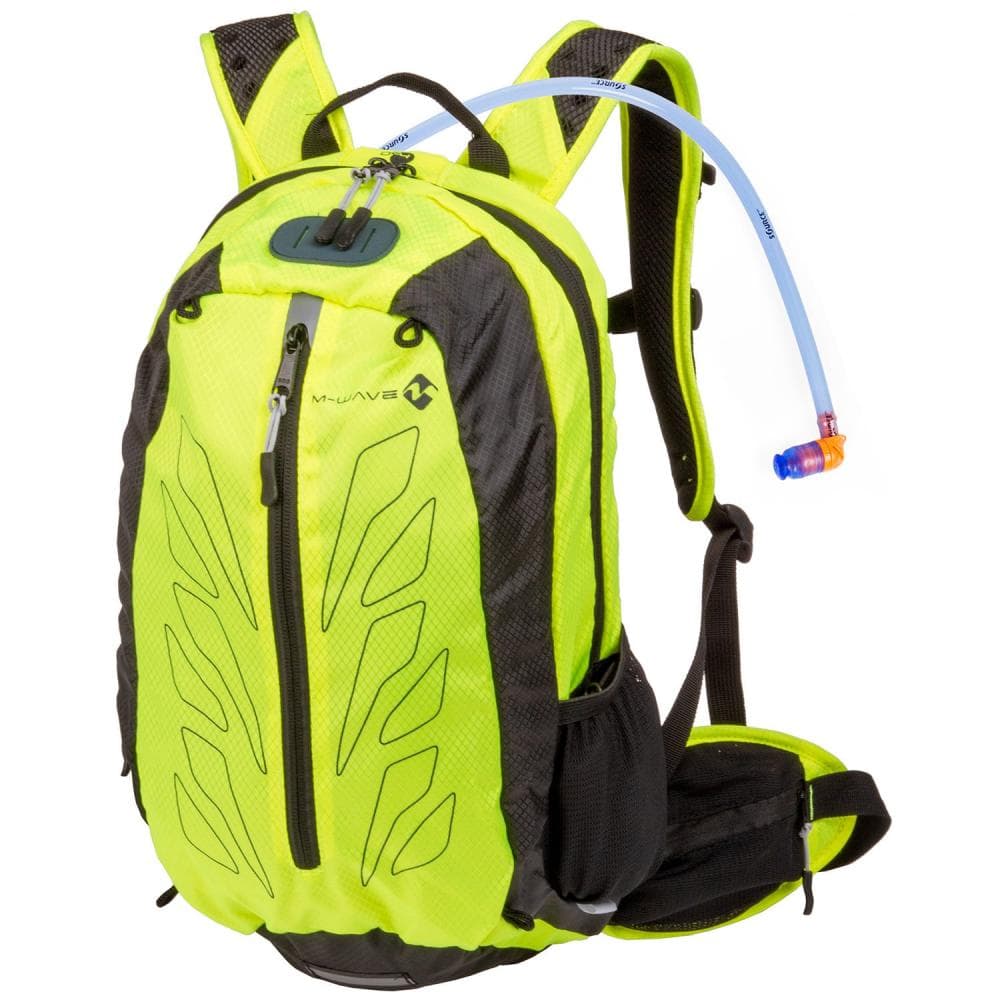 M-WAVE 15L CYCLING BACKPACK WITH WATERPROOF COVER + 2L BACK HYDRATION ROUGH RIDE BACK WATER NEON YELLOW 122621 Fluo Yellow