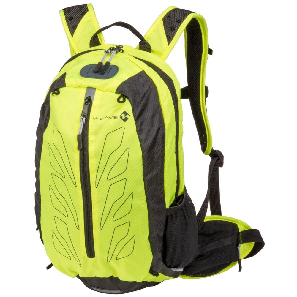 M-WAVE 15L CYCLING BACKPACK WITH WATERPROOF COVER ROUGH RIDE BACKPACK NEON YELLOW 122635 Fluo Yellow