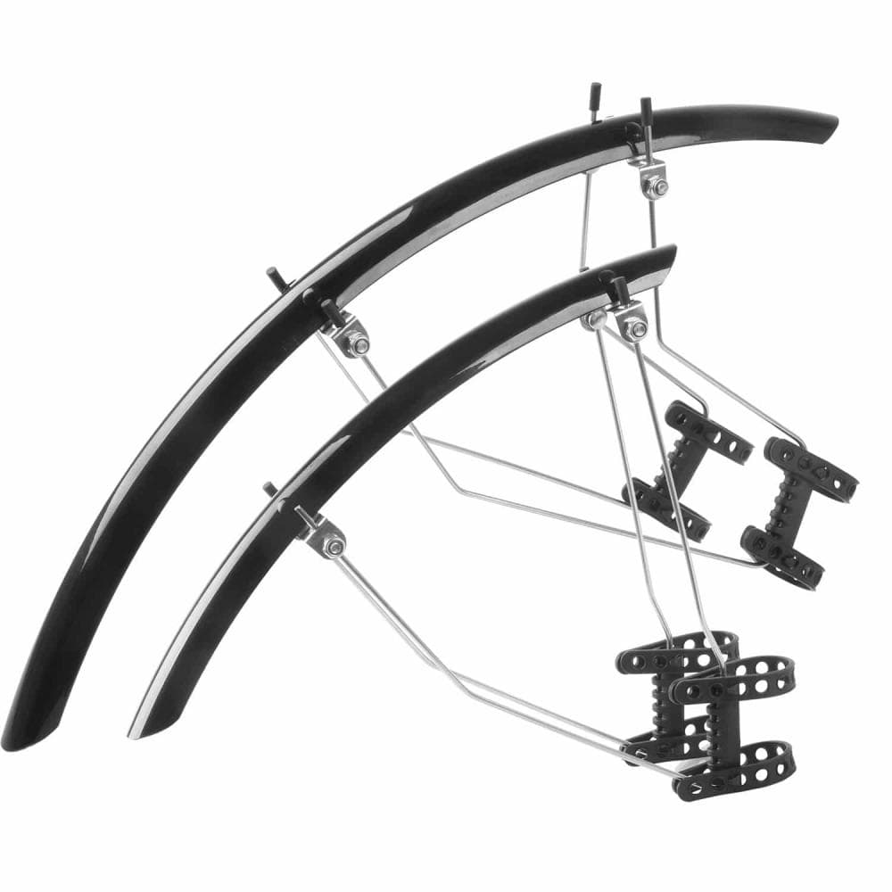 M-WAVE MUD MAX RACE QR 42mm 28" ADJUSTABLE LENGTH FENDERS SET 385081 Black