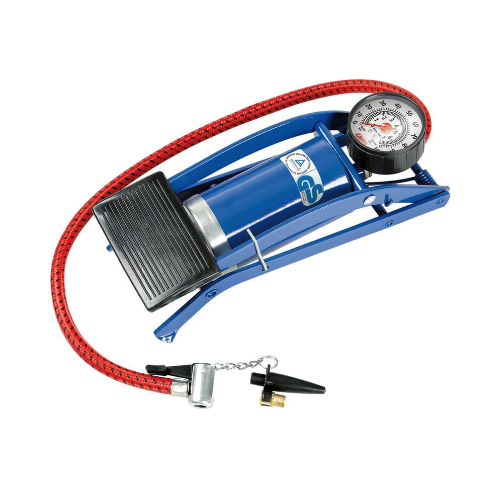 LAMPA POMPA PNEUMATICI A PEDALE SINGOLA CON MANOMETRO 71600 Blu
