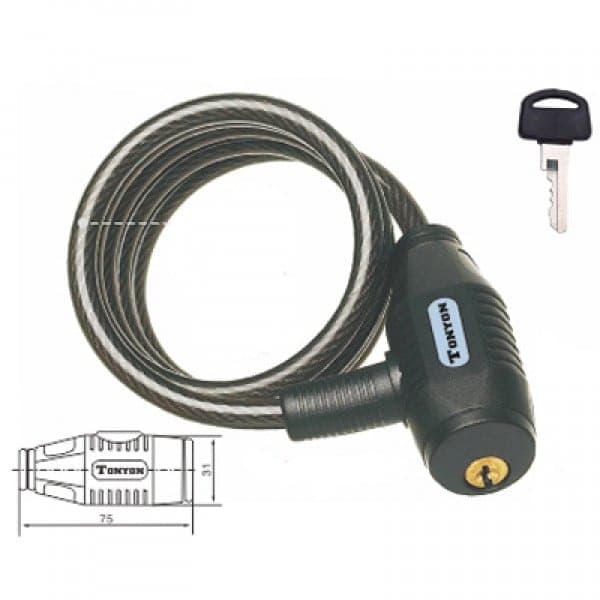 TONYON BICYCLE LOCK 8mm x 1500 mm TY521 Black