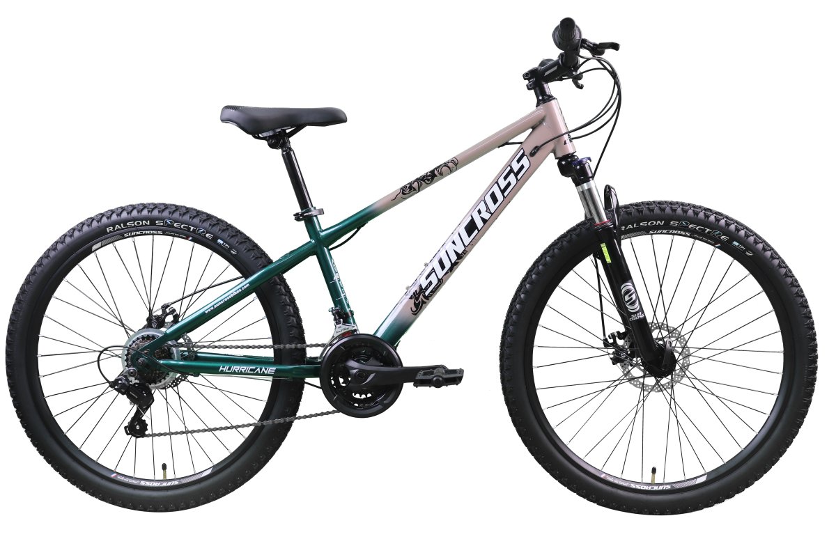 SUNCROSS BERGFIEETS HURRICANE 27.5'' DISC MET 21 VERSNELLINGEN GROEN ROZE Groen Roze
