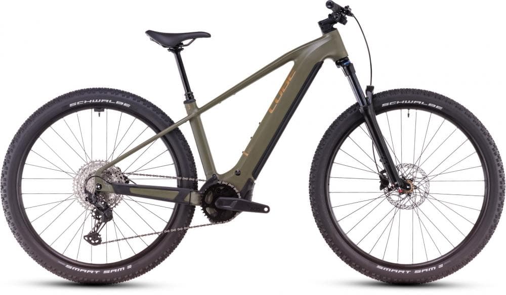 CUBE ELEKTRISCHE MOUNTAINBIKE REACTION HYBRID PRO 600 29" DUSTY OLIVE EN GOUD 2025 Olijfgroen