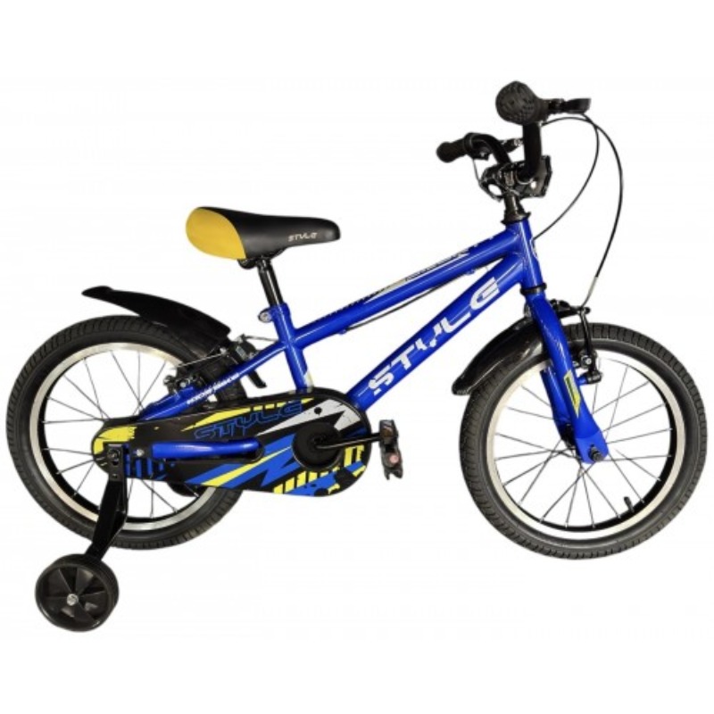 Children's Bicycle 14'' Style Sporty V-Brake - Blue & Yellow