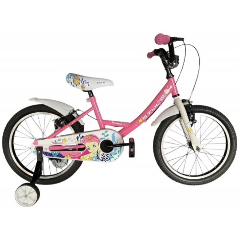 Children's Bicycle 14'' Style Mermaid V-Brake - Pink "n" White