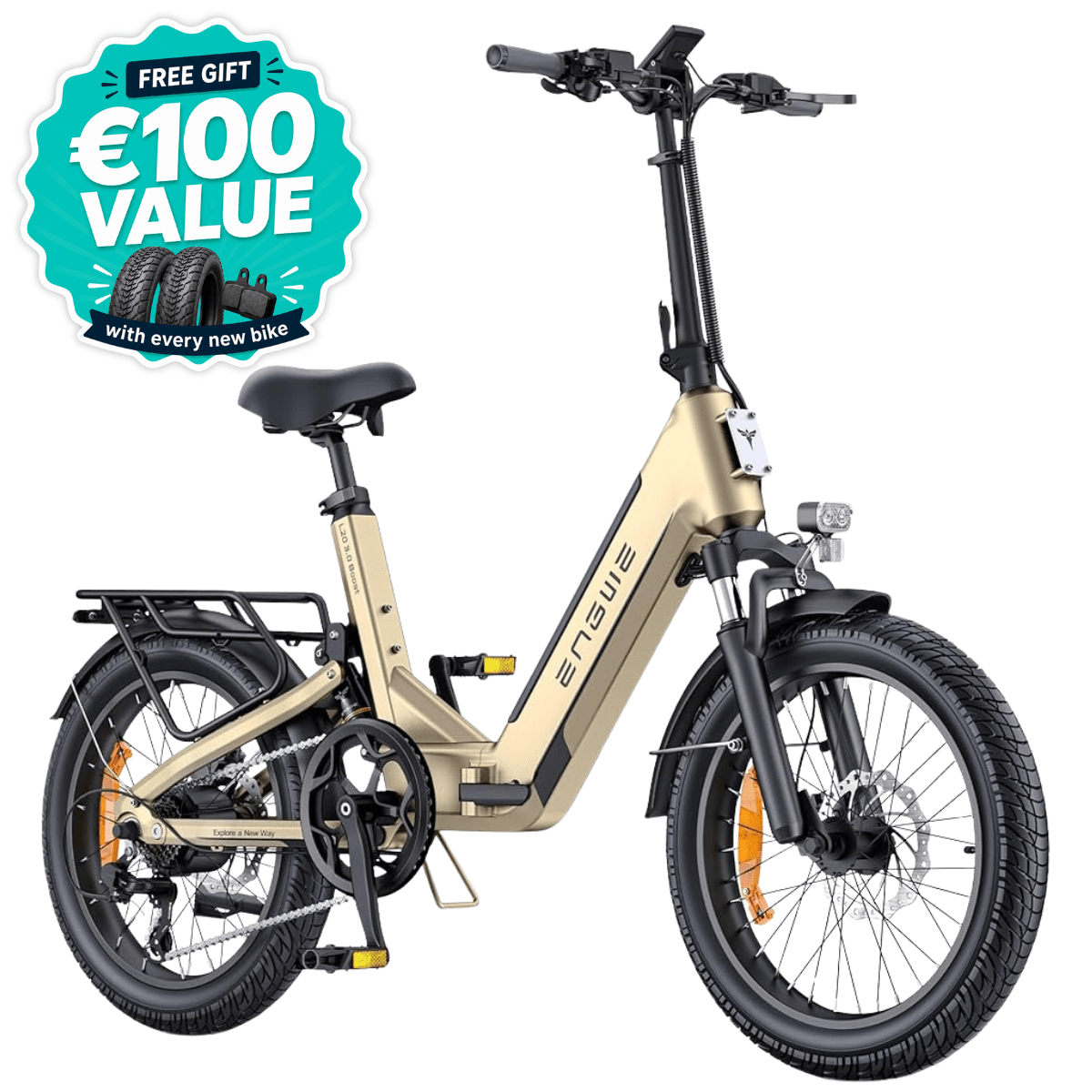 ENGWE L20 3.0 Boost Gold - 250W 75Nm Boost Power Full Suspension Compact E-bike