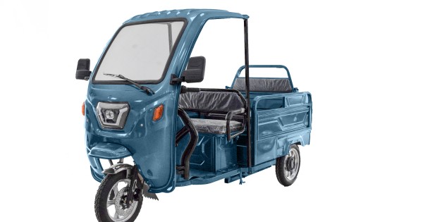 Electric Tricycle with Canopy - Roof Cargo Blue