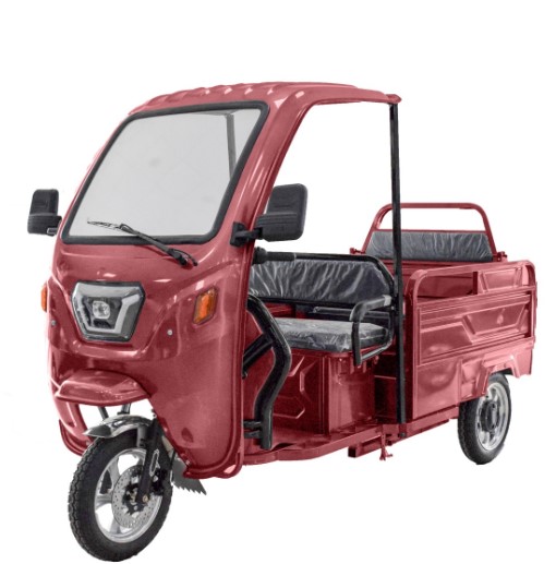 Electric Tricycle with Canopy - Roof Cargo Red