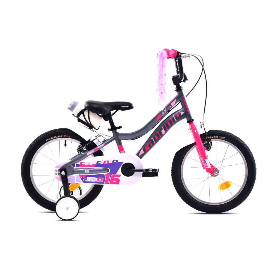 CAPRIOLO KIDO 16”1sp KINDERFIETS GRIJS/ROZE 926355-16 2026