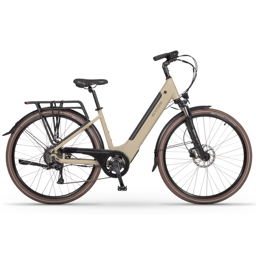 ECOBIKE X-CITY CAPPUCCINO BICI ELETTRICA DA CITTÀ 28” ALLUMINIO 8sp 17,5AH N. 49 FRENI A DISCO IDRAULICI 2025