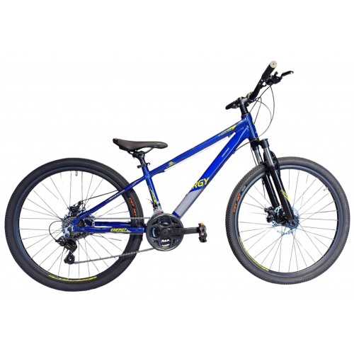 ENERGY BICI MOUNTAIN IN ALLUMINIO CON FRENI A DISCO MECCANICI 26" BLU METALLICO 'N' GIALLO LUCIDO CON LOCKOUT Blu Giallo