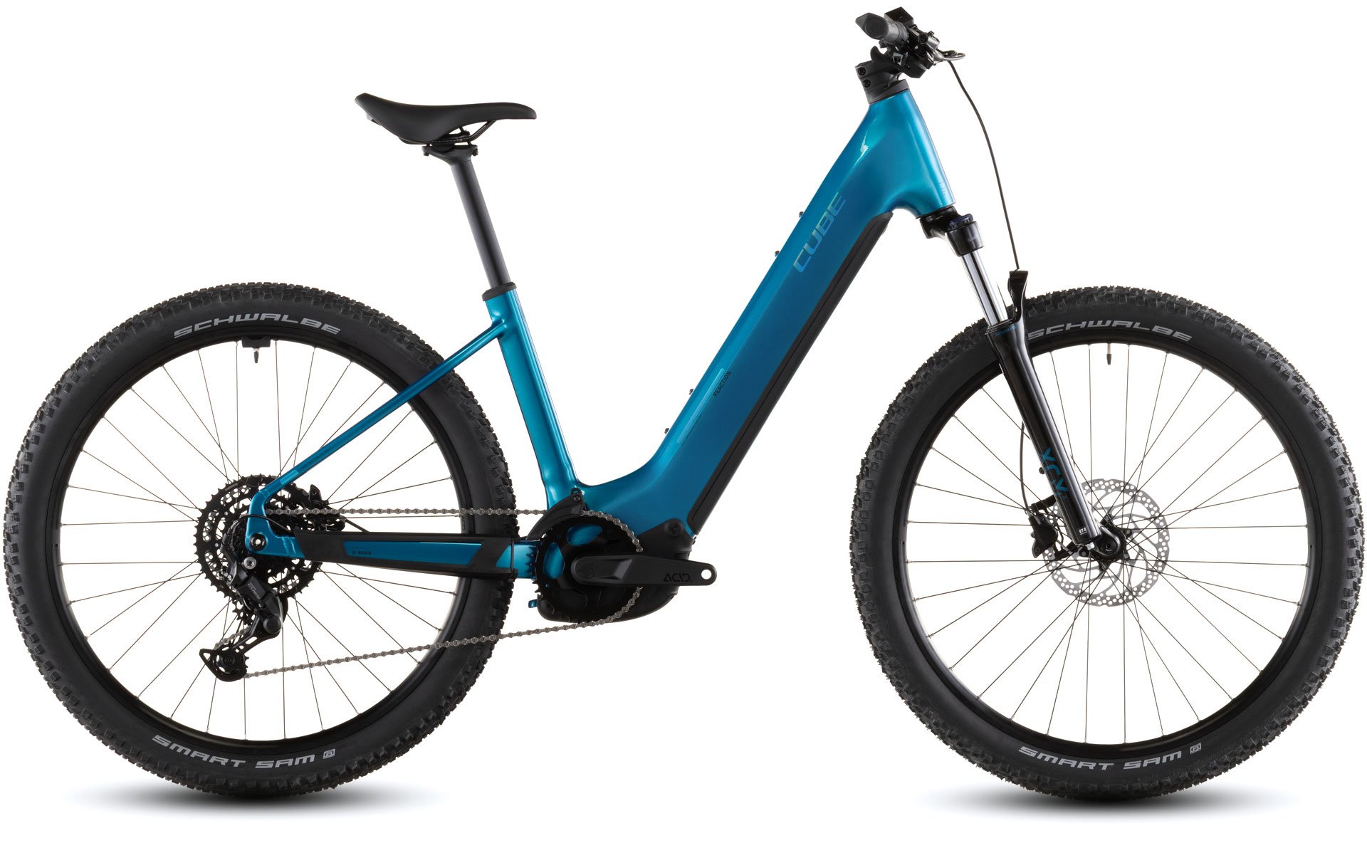 CUBE ELECTRIC MOUNTAIN BIKE REACTION HYBRID PERFORMANCE 600 EASY ENTRY 27.5" ELECTRICBLUE'N'DAZZLE 2026 Blue